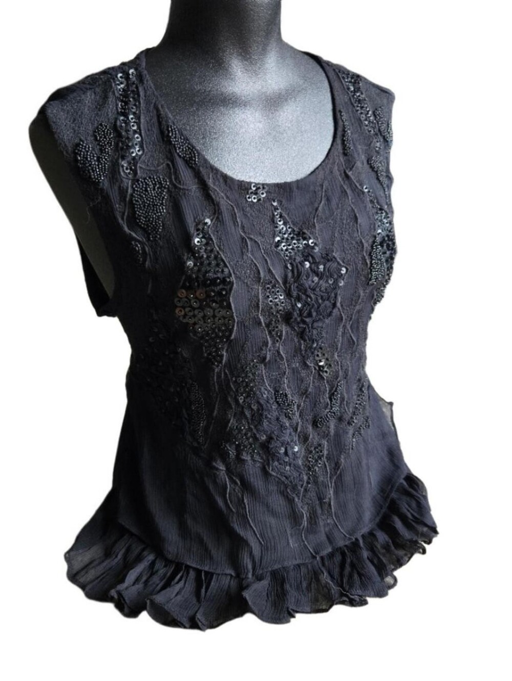 Ellie Tahari Y2k Silk Embellished Top